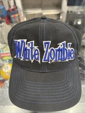 Rare 90’s White Zombie Giant Tag Band Snap Back Hat